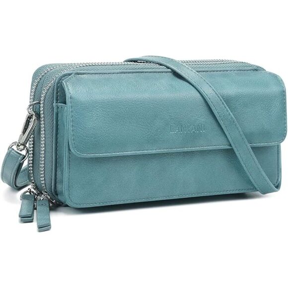 Dorsey Wallet Phone Crossbody - Pale Denim | Nine West Women Denim Blue Imported Faux Leather Crossbody Wallet With Phone Pocket Bags